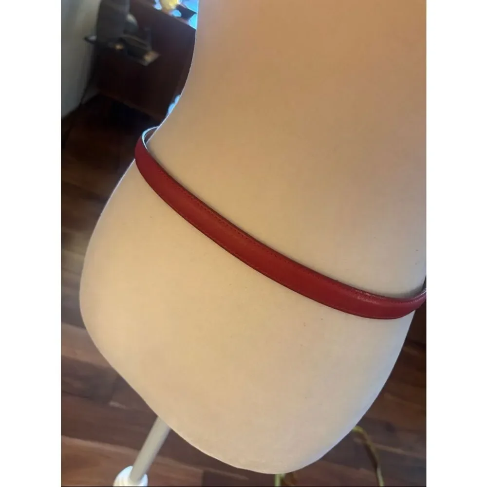 Vintage Coach Red Leather Belt with Brass Buckle